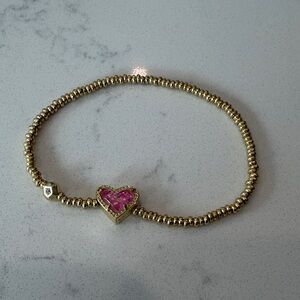 Kendra Scott - Ari Heart Gold Stretch Bracelet in Pink